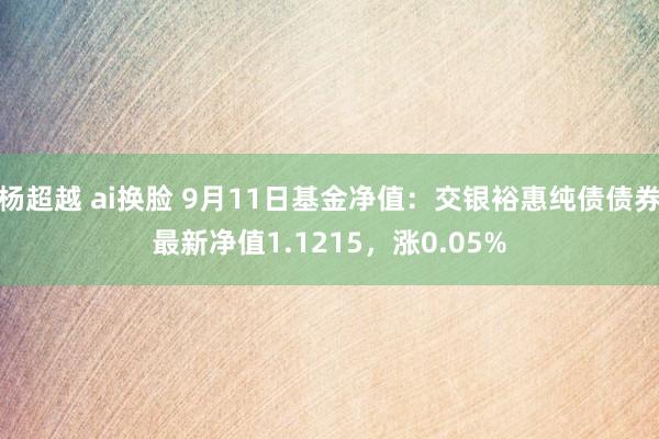 杨超越 ai换脸 9月11日基金净值：交银裕惠纯债债券最新净值1.1215，涨0.05%