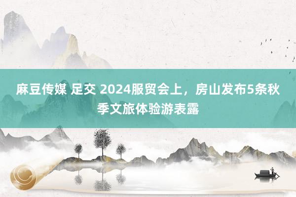 麻豆传媒 足交 2024服贸会上，房山发布5条秋季文旅体验游表露