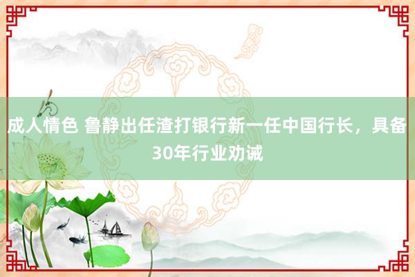 成人情色 鲁静出任渣打银行新一任中国行长，具备30年行业劝诫