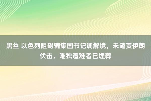 黑丝 以色列阻碍辘集国书记调解境，未谴责伊朗伏击，唯独遭难者已埋葬