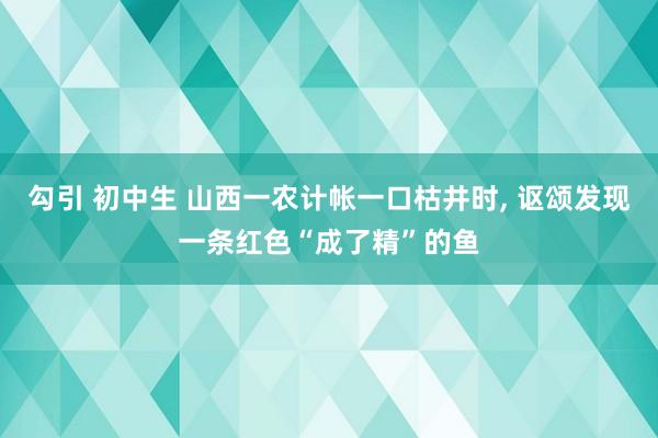 勾引 初中生 山西一农计帐一口枯井时， 讴颂发现一条红色“成了精”的鱼