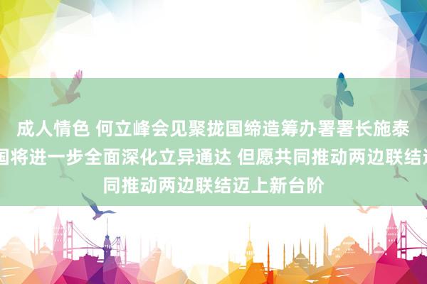 成人情色 何立峰会见聚拢国缔造筹办署署长施泰纳指出 中国将进一步全面深化立异通达 但愿共同推动两边联结迈上新台阶