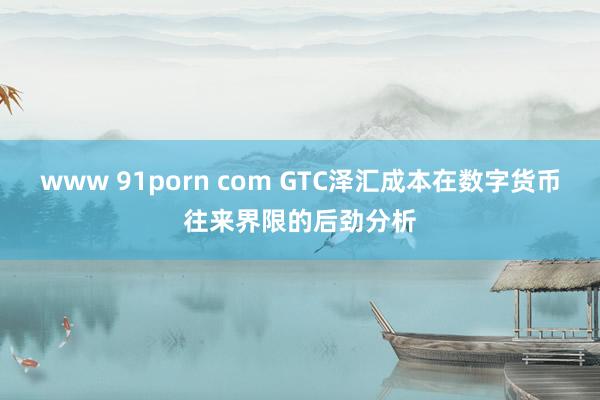 www 91porn com GTC泽汇成本在数字货币往来界限的后劲分析