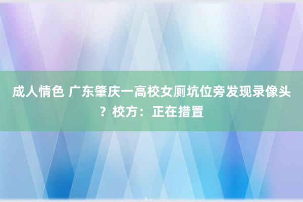 成人情色 广东肇庆一高校女厕坑位旁发现录像头？校方：正在措置