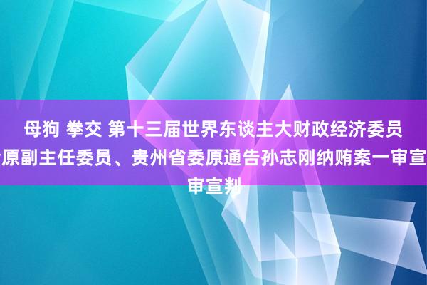 母狗 拳交 第十三届世界东谈主大财政经济委员会原副主任委员、贵州省委原通告孙志刚纳贿案一审宣判