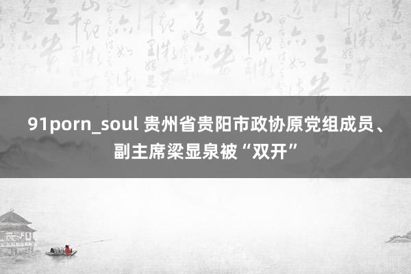 91porn_soul 贵州省贵阳市政协原党组成员、副主席梁显泉被“双开”