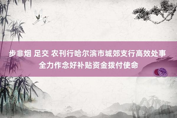 步非烟 足交 农刊行哈尔滨市城郊支行高效处事 全力作念好补贴资金拨付使命