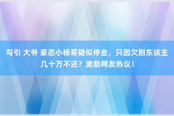 勾引 大爷 豪恣小杨哥疑似停业，只因欠别东谈主几十万不还？激励网友热议！