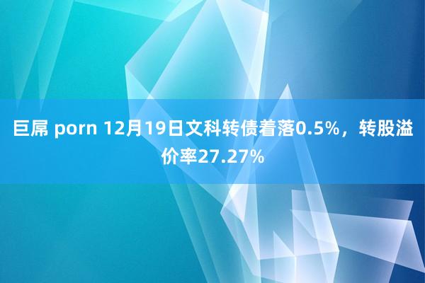 巨屌 porn 12月19日文科转债着落0.5%，转股溢价率27.27%