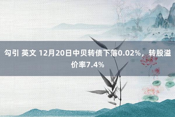 勾引 英文 12月20日中贝转债下落0.02%，转股溢价率7.4%