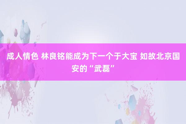 成人情色 林良铭能成为下一个于大宝 如故北京国安的“武磊”