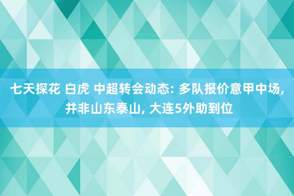 七天探花 白虎 中超转会动态: 多队报价意甲中场， 并非山东泰山， 大连5外助到位