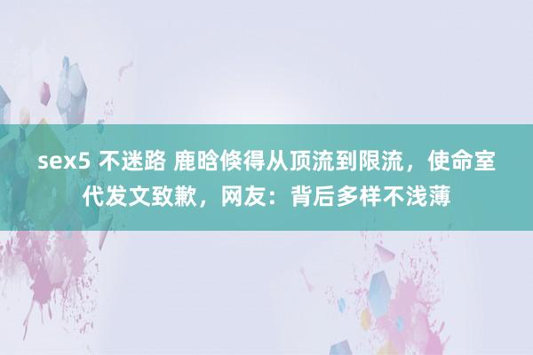 sex5 不迷路 鹿晗倏得从顶流到限流，使命室代发文致歉，网友：背后多样不浅薄