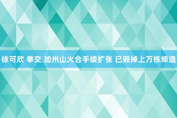 徐可欣 拳交 加州山火合手续扩张 已毁掉上万栋缔造